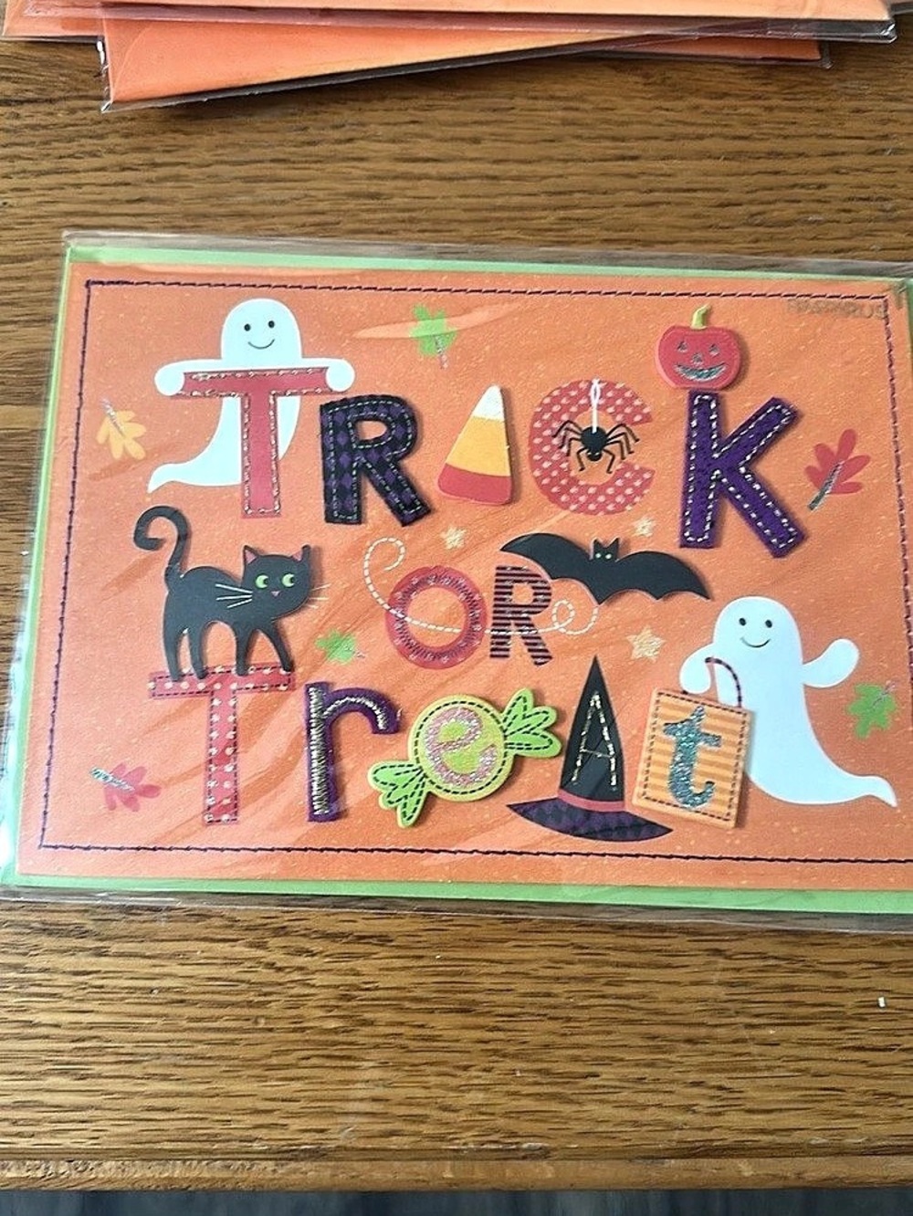 Papyrus Halloween Greeting Cards Assorted Set of 6 Orange & Purple